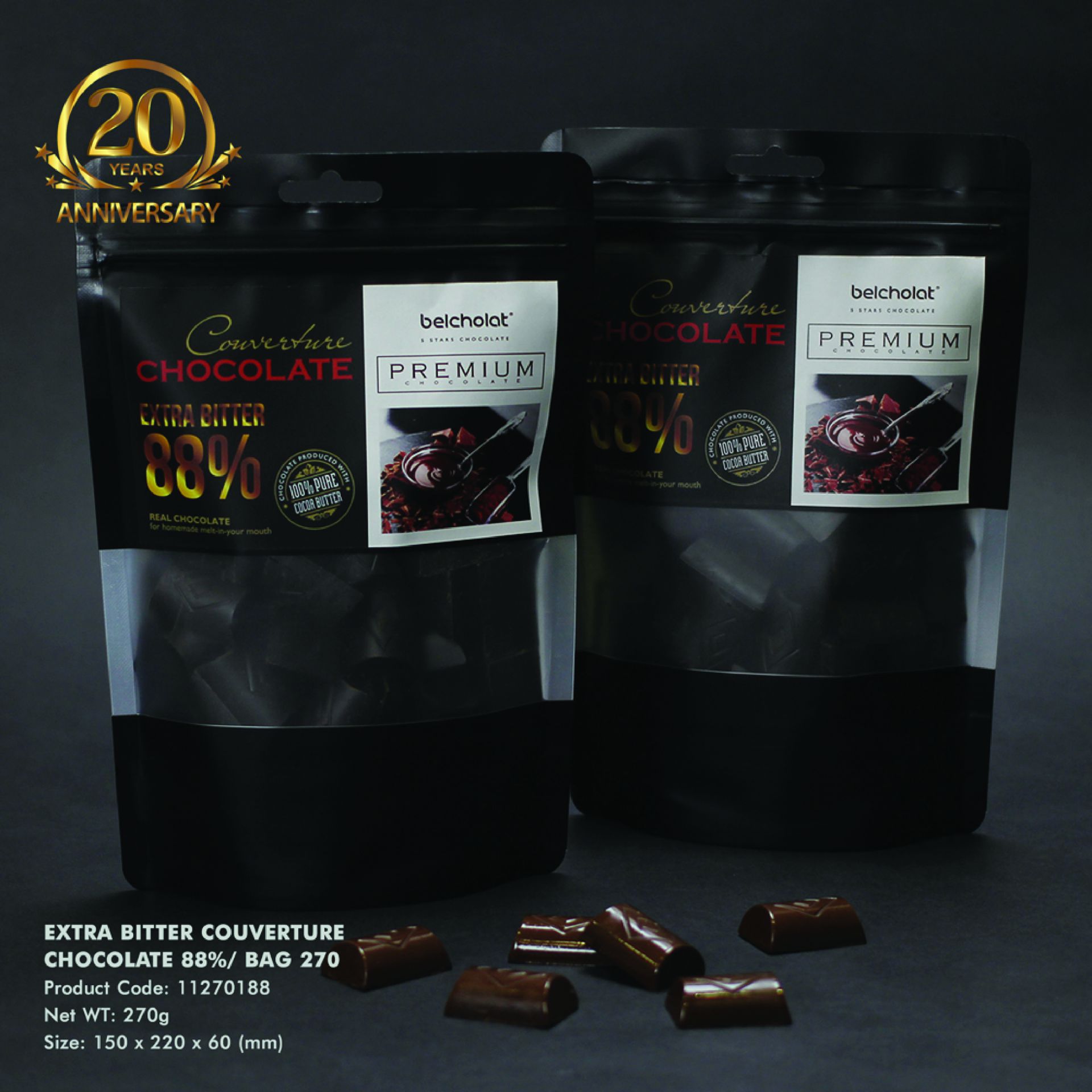 Extra Bitter Couverture Chocolate 88% / Bag 270